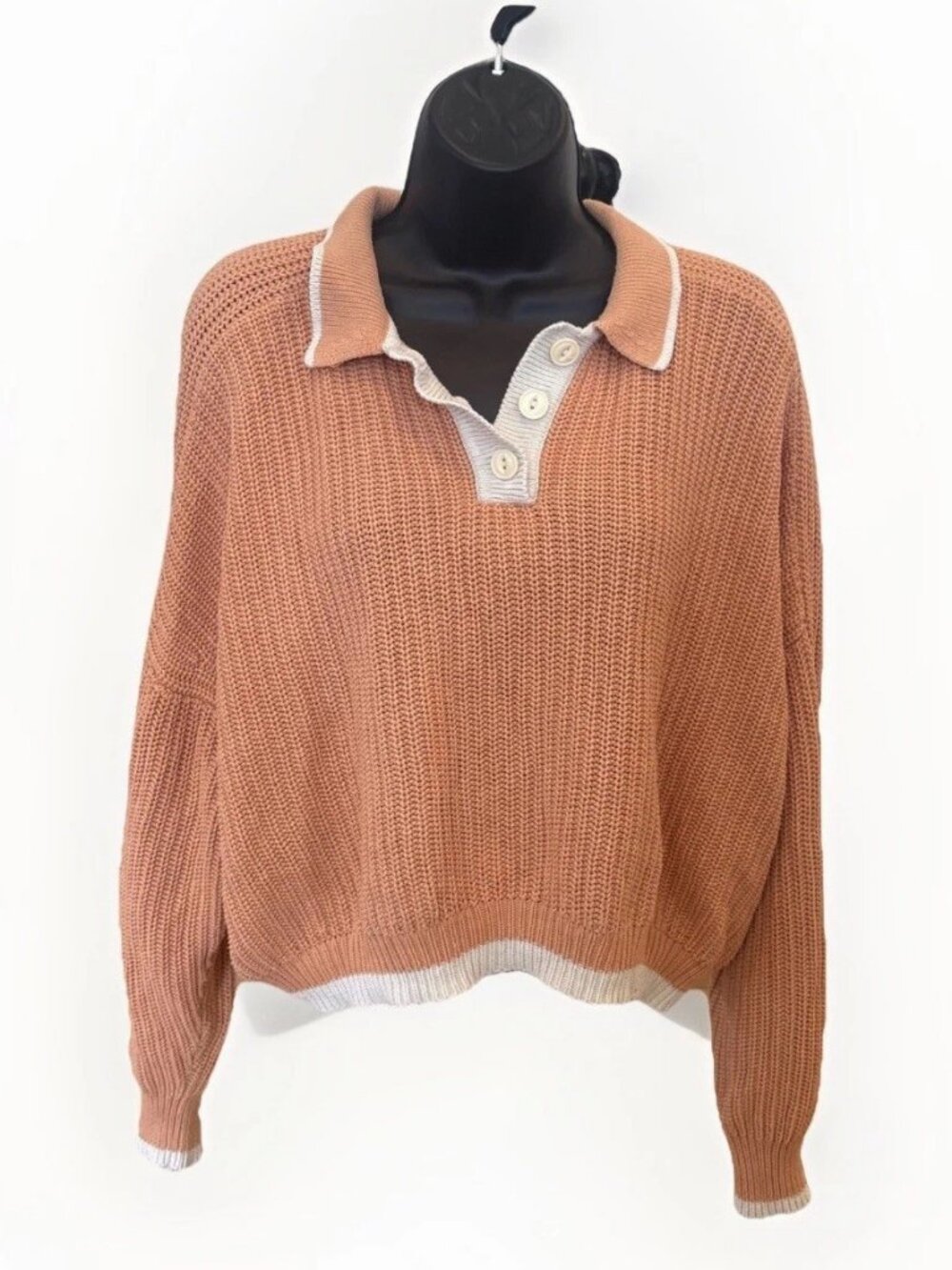 Back Beat Co Organic Ellis Sweater Knit Medium Large Orange $122